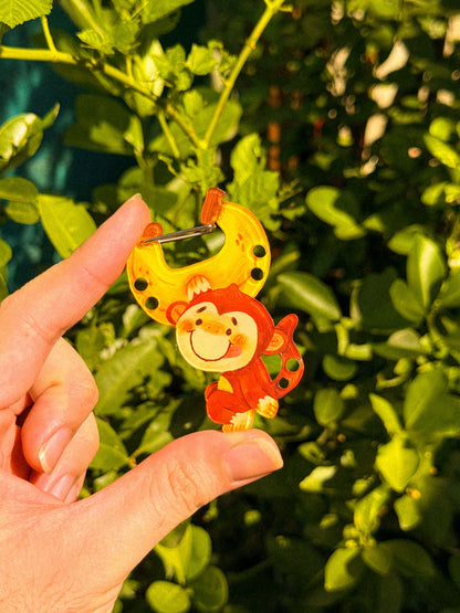Monkey Acrylic Carabiner Keychain Holder
