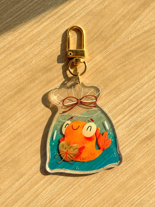 Goldfish in Bag Acrylic Keychain