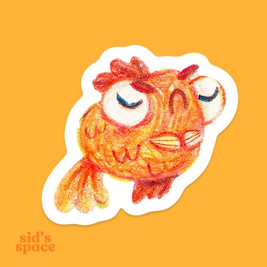 Grumpy Goldfish Waterproof Sticker