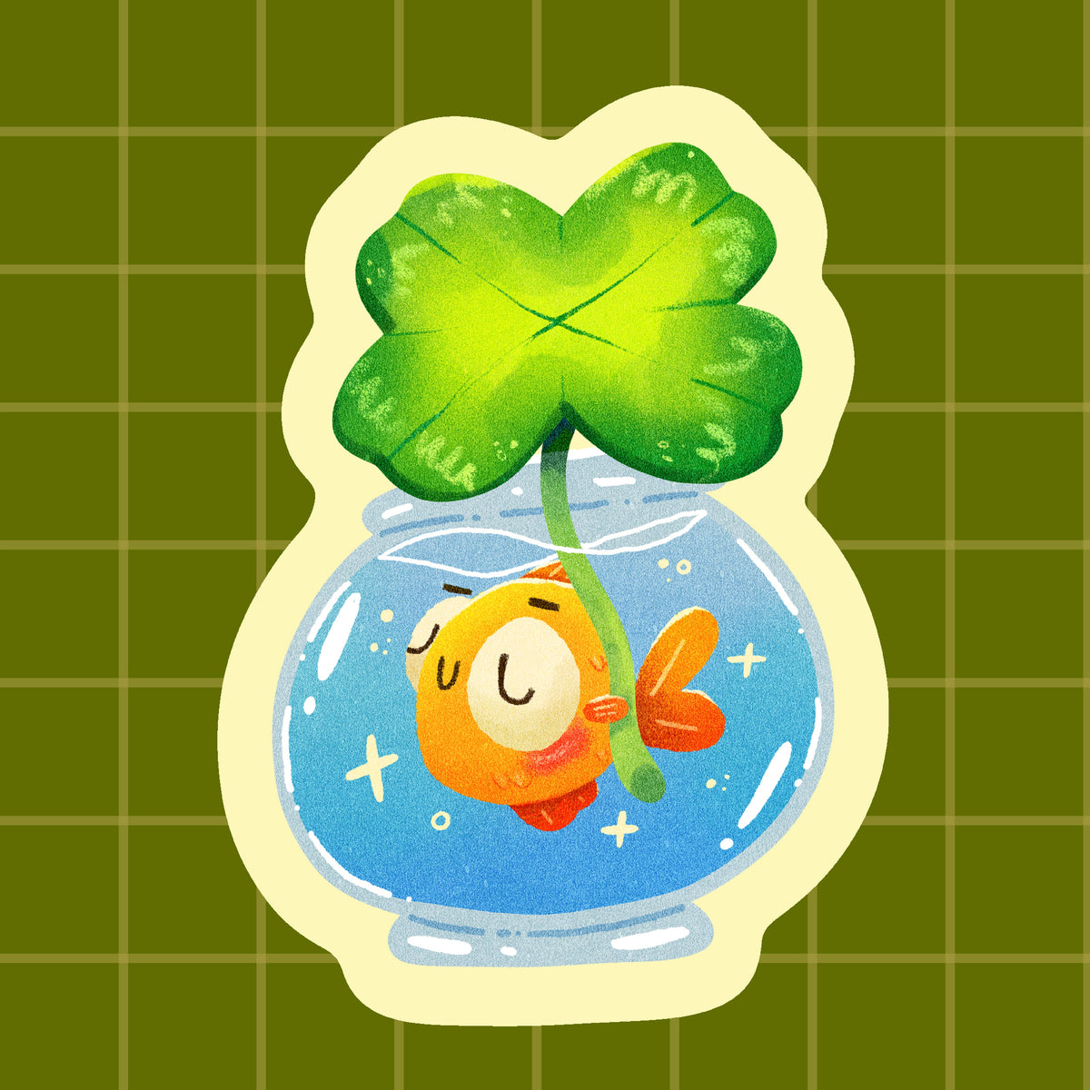 Lucky Fish Bowl Waterproof Vinyl Sticker