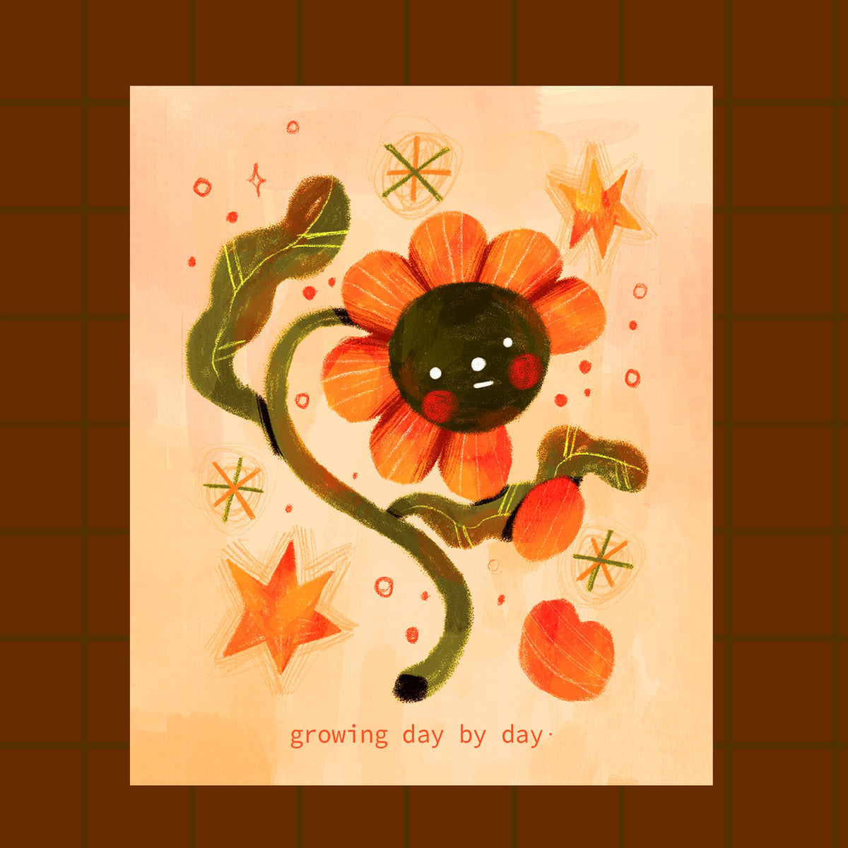 Growing Sunflower Post Card Art Print