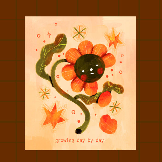 Growing Sunflower Post Card Art Print