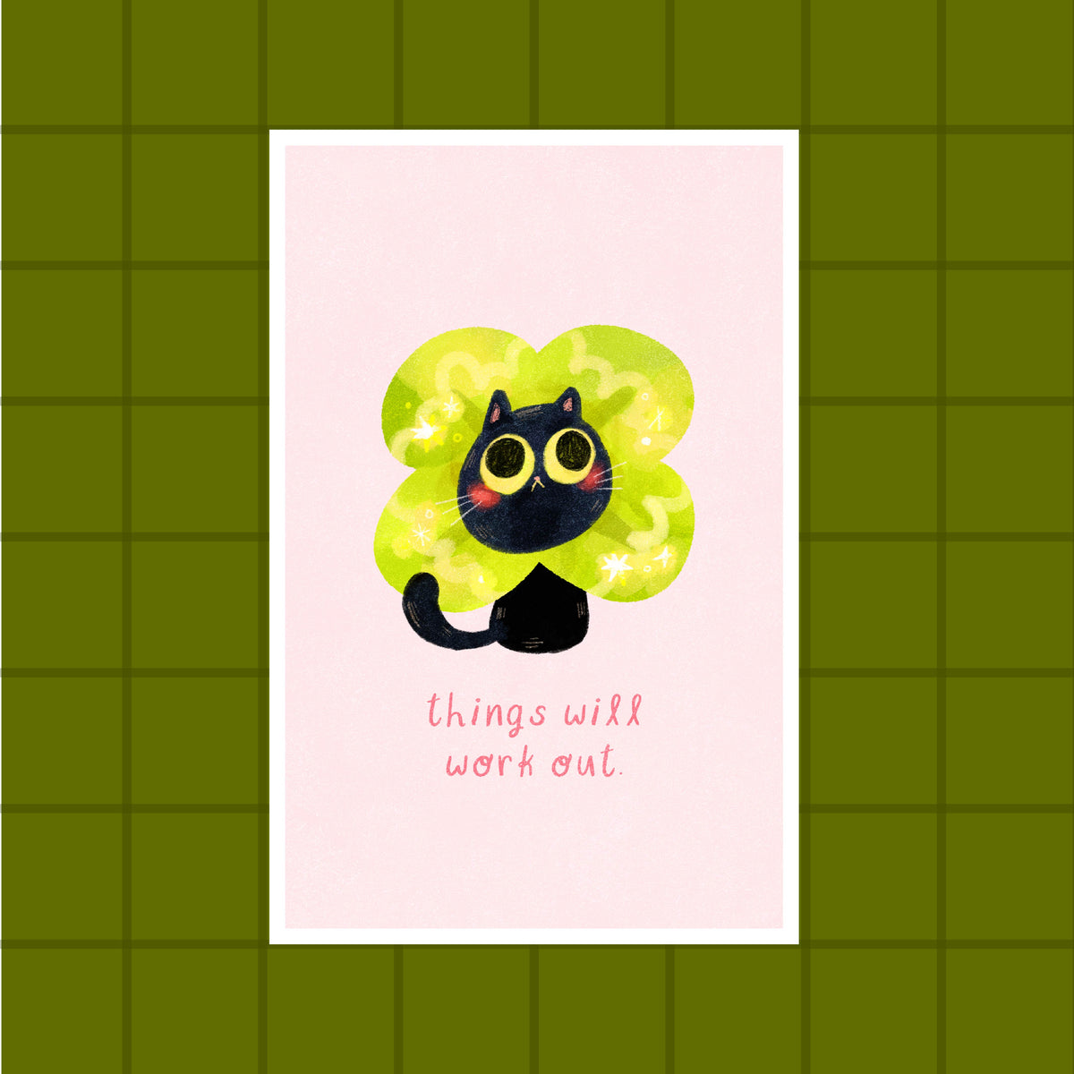 Lucky Cat Post Card Art Print