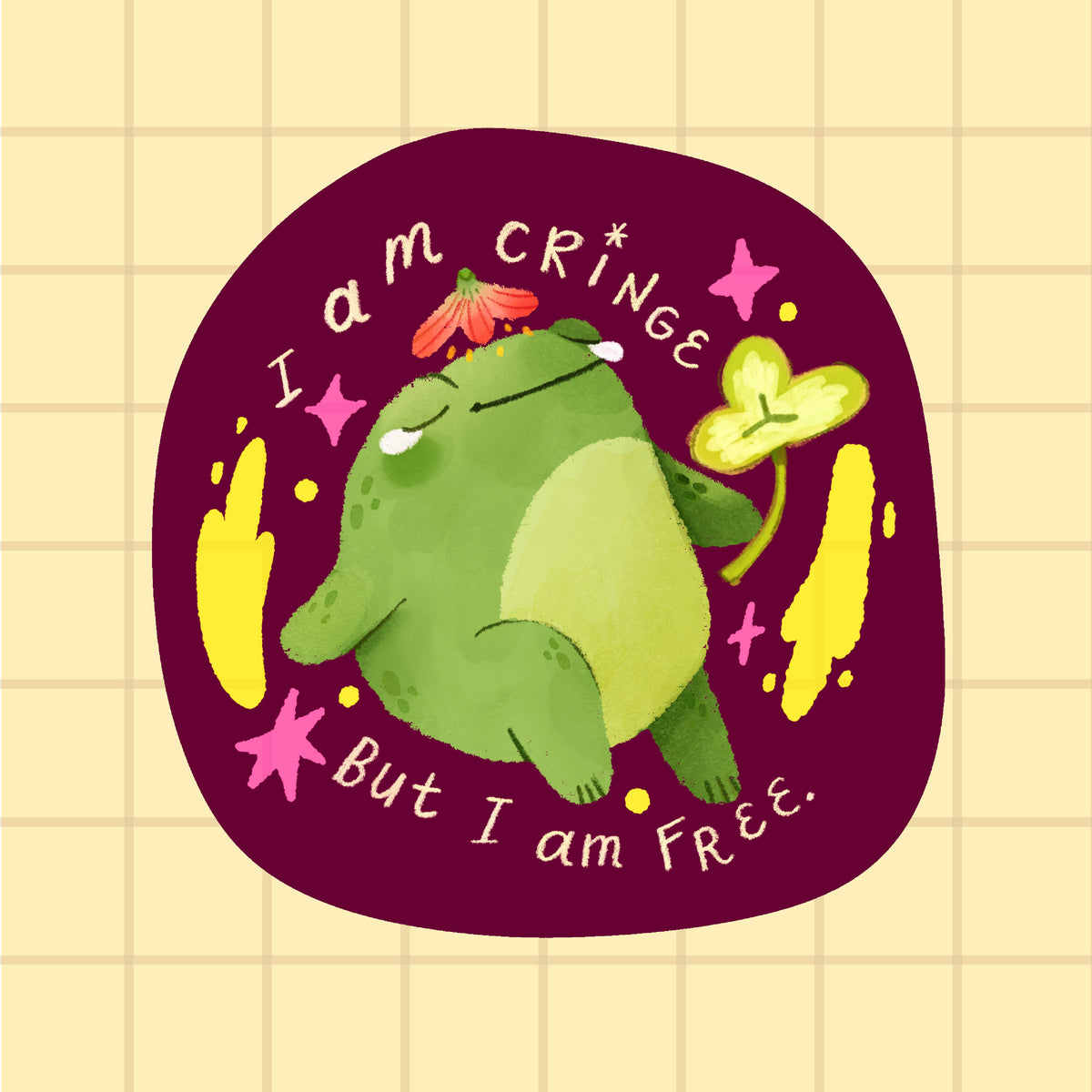 Cringe but Free Waterproof Vinyl Sticker